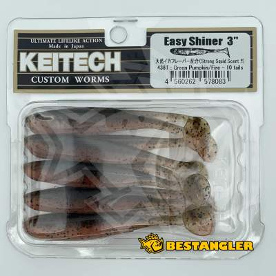 Keitech Easy Shiner 3" Green Pumpkin Fire - #438