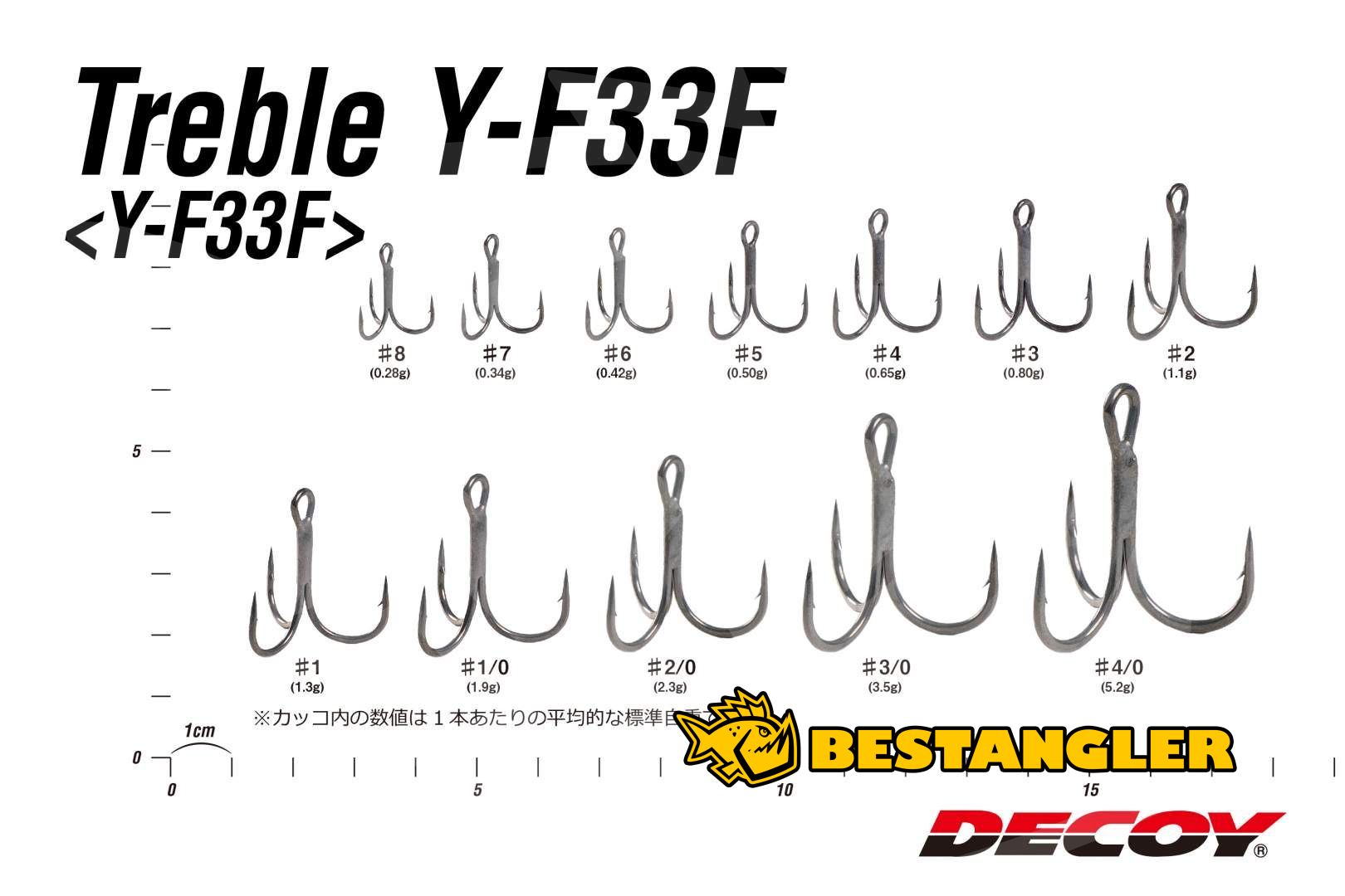 Decoy T-S21 Treble Hook T Shaped 3 Point Treble Hooks Size 8 (9655)